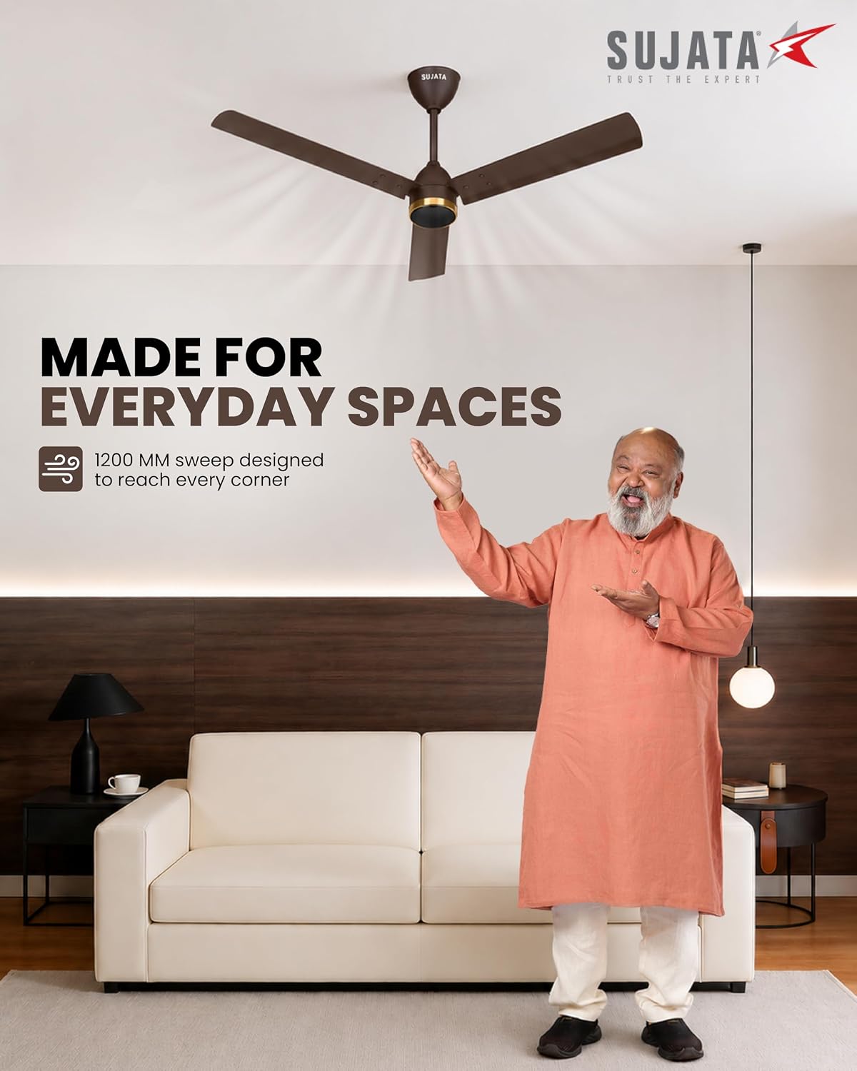 Sujata Slim Air BLDC 1200 mm Ceiling Fan with Remote | 5 Star