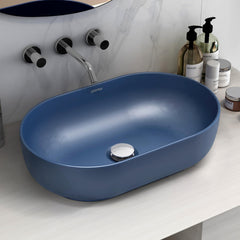 Plantex Wash Basin for Bathroom/Tabletop Designer Ceramic Basin/Countertop Basin/Home/Office (Blue - 22 x 14 x 6 Inch)-1