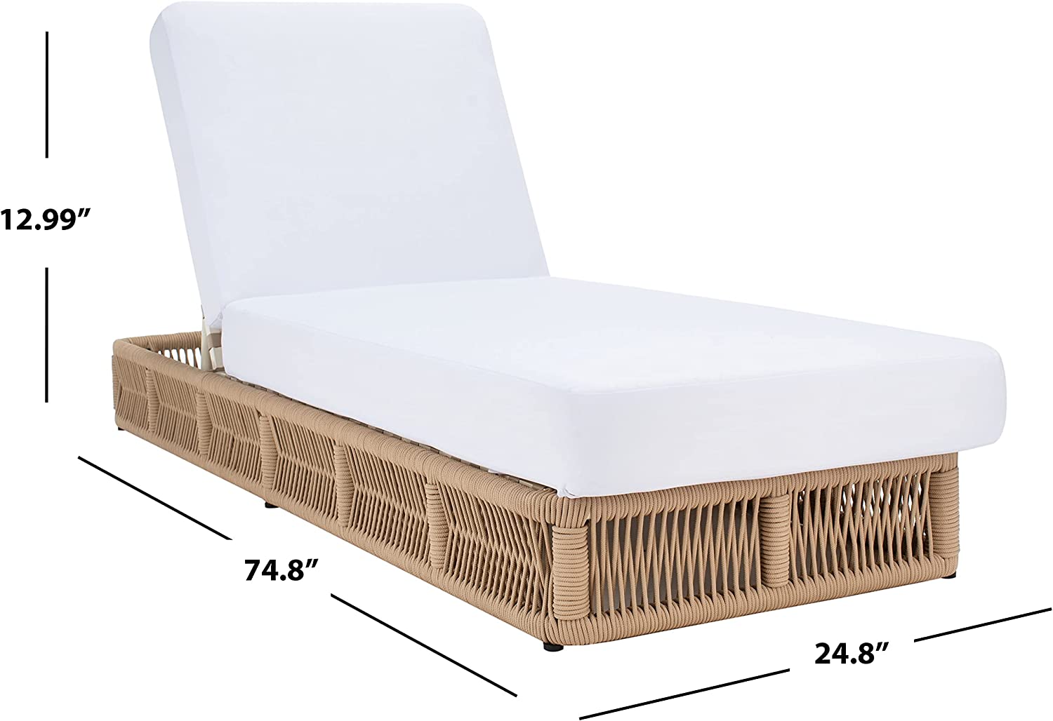 Reynard Outdoor Swimming Poolside Lounger (Tan) Braided & Rope