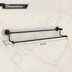Plantex Stainless Steel Dual Towel Rod/Towel Rack for Bathroom/Towel Bar/Hanger/Stand/Bathroom Accessories (24 Inch - Black)-3