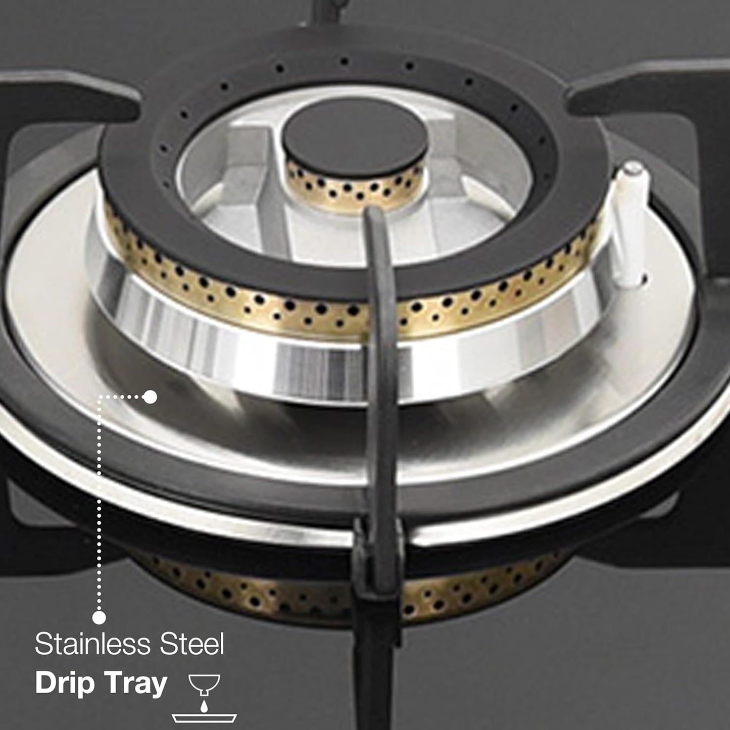 KAFF Built-in Hob/Hobtop 3 Burners with Auto Electric Ignition Glass Top, 60 CM, Brass Burners, Matt Enameled Pan Support, 8 MM Thick Toughened Glass (Black) | VRH 603