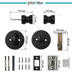 Plantex Bathroom Door Lock/Stainless Steel Pull Push Door Handle Lock Set/Keyless Lock Handle for Bathroom (Black, DTM-666)-5
