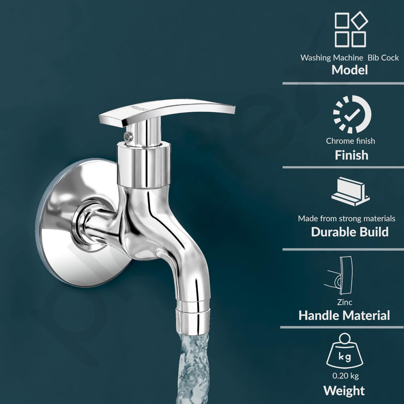 Plantex Washing Machine Tap with Brass Spindle/Tap for Washing Machine with Water Saving Aerator/Garden/Pipe Connection Tap/Washing Machine Pipe Connector- Pack of 2 (Chrome)-4