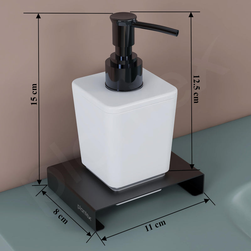 Plantex Shampoo Dispenser/Stainless Steel and ABS Soap Dispenser for Bathroom/Hand Wash Dispenser/Bathroom Accessories - Table Top (Black & ABS)-3
