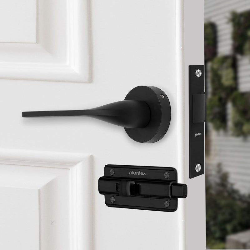 Plantex Pearl Mortise Door Lock for Balcony and Bathroom Door Lock/Keyless Pull Handle Set with Baby Latch (7060, Z-Black)-1