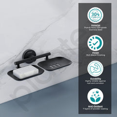 Plantex Galaxy 304 Grade Stainless Steel Rectangular Double Soap Holder for Bathroom/Soap Stand/Soap Holder/Bathroom Accessories - (Black)-4