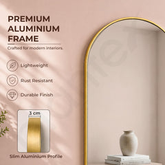 Plantex Aluminium Frame Mirror for Bathroom/Wall Mount Capsule Mirror for Bedroom/Dressing Room/Living Room/Entryway - (Gold, 22x36 Inch)-5