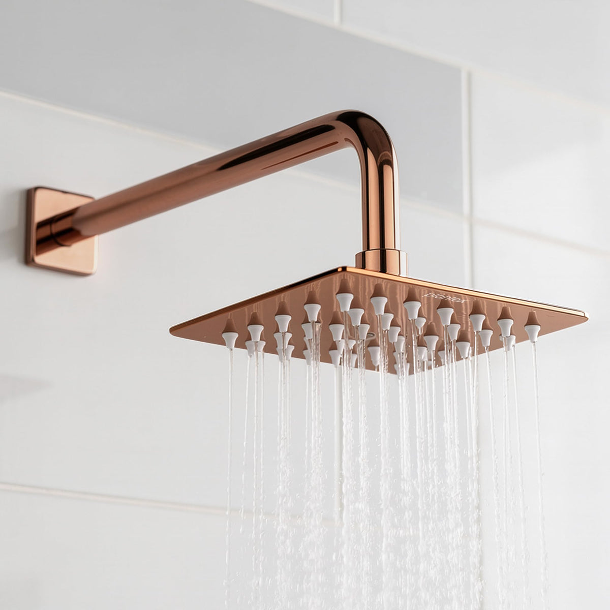 Plantex Stainless Steel Overhead Shower 4 x 4 inch with Water-Saving Technology/High pressure Rain Shower Head without Arm/Bathroom Shower -(Ultra Slim-PVD Rose Gold)-1