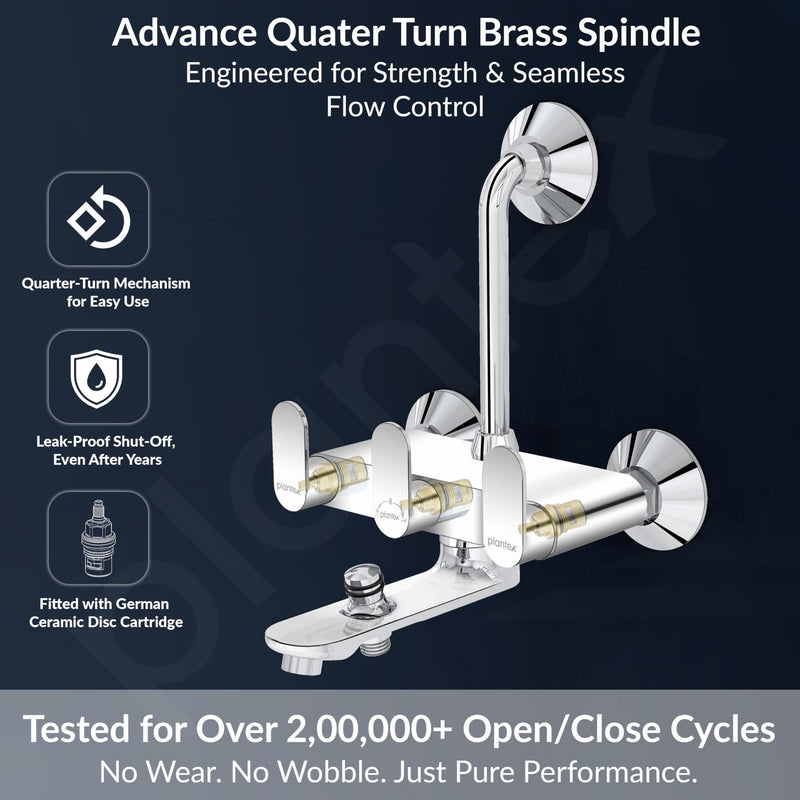 Plantex Pure Brass Wall Mixer for Bathroom 3 in 1 with L-Bend Provision for Overhead and Hand Shower with Water Saving Nozzle/ 7 Year Warranty by Plantex (ORN-219- Mirror-Chrome)-3