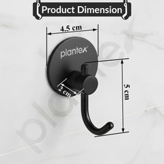 Plantex Wall Hanging Hook/Bath Towel Hook/Self Adhesive Round Robe Hooks for Kitchen/Bathroom/Stylish Home Decor Items - Pack of 2 (Black)-5