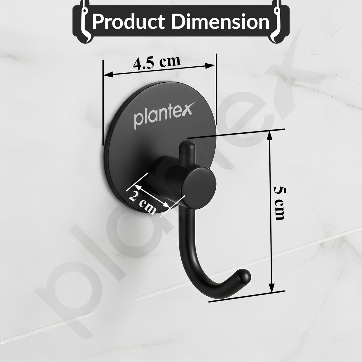 Plantex Wall Hanging Hook/Bath Towel Hook/Self Adhesive Round Robe Hooks for Kitchen/Bathroom/Stylish Home Decor Items - Pack of 2 (Black)-5