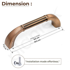 Plantex Cabinet Handle/96mm Handle for Drawer/Wardrobe/Kitchen Handle/Pull-Push Handle for Home/Office - Pack of 2 (Brass Antique Copper)-2