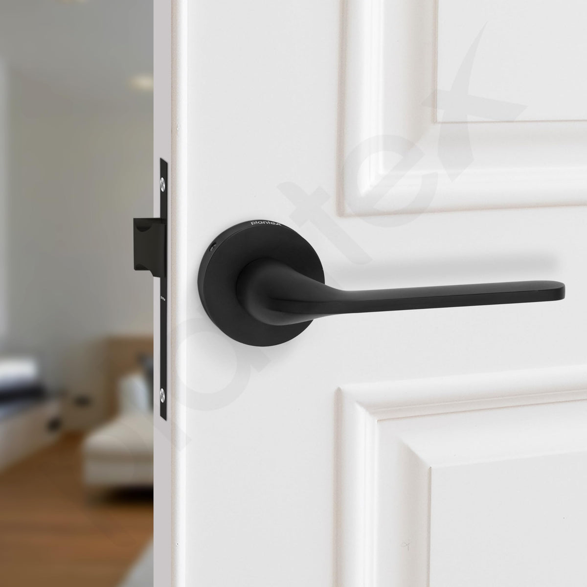 Plantex Pearl Mortise Door Lock for Balcony and Bathroom Door Lock/Keyless Pull Handle Set with Baby Latch (7060, Z-Black)-6