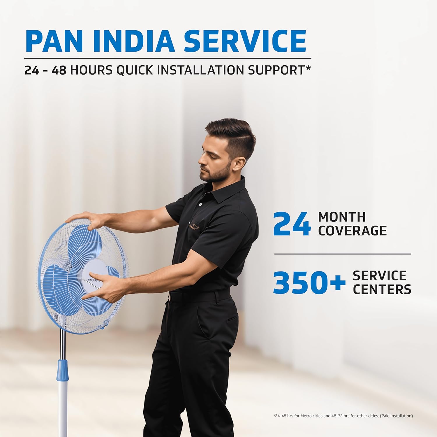 V-Guard Esfera STS Neo Pedestal Fan | 1330 RPM Motor | Customisable Tilt And Oscillation Control | White Blue | 40 cm (400mm)