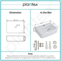 Plantex Ceramic Wall Hung Basin/Washbasin for Bathroom/Wall Mounted Wash Basin with 10 Years Glaze Warranty/Rectangle Sink for Home/Office (Bolt-White- 16x12x5 inch)-4