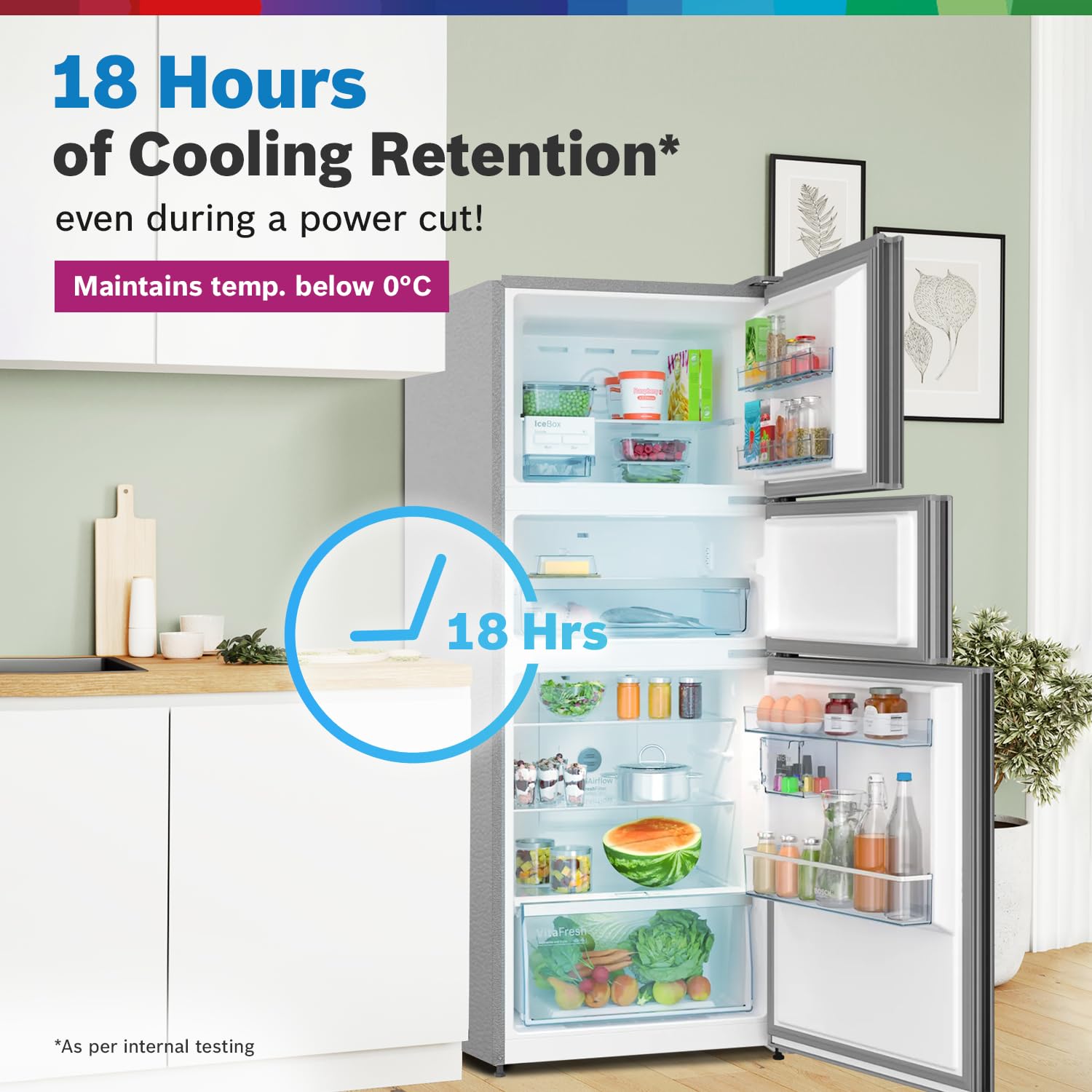 BOSCH MaxFlex Convert 335L, 3 Star Inverter Frost Free Triple Door Refrigerator (2024 Model, CMC36K03NI, 8-in-1 Convertible, UV Protected Body Shield, VitaFresh Technology, Adaptive UI, Smoky Steel)