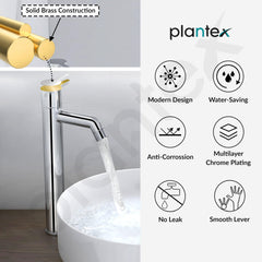 Plantex Pure Brass Pillar Tap for Wash Basin/High Neck Tap for Basin with Teflon Tape-7 Year Warranty by Plantex (ORE-1422, Chrome)-6