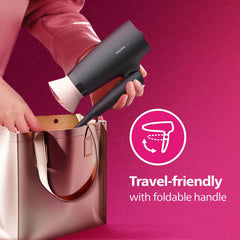 Philips Foldable Hair Dryer 2100W, 6 HeatxSpeed Settings Cool Shot Advanced Ionic Care Frizz-Free Shine (BHD356/10)