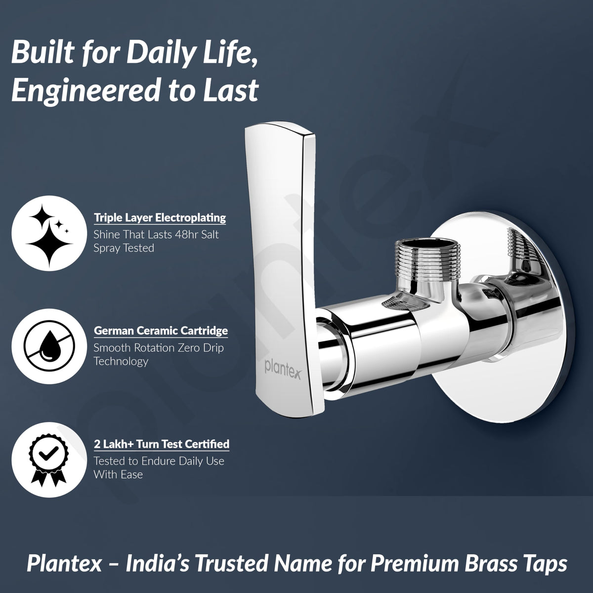 Plantex Pure Brass Angular Stop Cock/Stop Cock for Bathroom/Angular Valve for Wash Basin Connection with Brass Wall Flange & Teflon Tape - Pack of 1 (3505, Chrome)-4