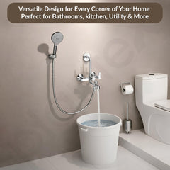 Plantex Pure Brass 3-in-1 Wall Mixer with L-Bend Provision for Overhead and Hand Shower/Bathroom Mixer Tap with Brass Wall Flange & Teflon Tape/Wall Mixer for Bathroom - (Star, Chrome)-6