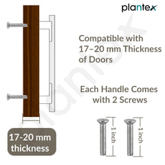 Plantex Cabinet Handle/Kitchen Cabinet Door Handle/Wardrobe/450 mm Cupboard Handle/Door Pull-Push Handle for Home/Office - Pack of 2 (Satin White & Chrome)-5