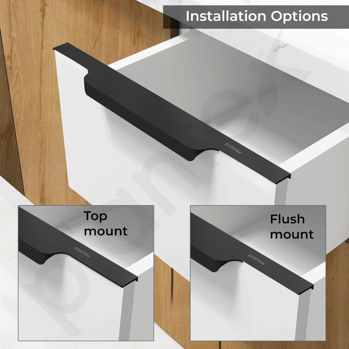 Plantex Profile Handle for Kitchen Cabinet/14 Inch Aluminium Drawer Profile Handle/Wardrobe Pull Handle for Home/Office/Hotel - Pack of 3 (Black) (Model APS-PF-1004)-5