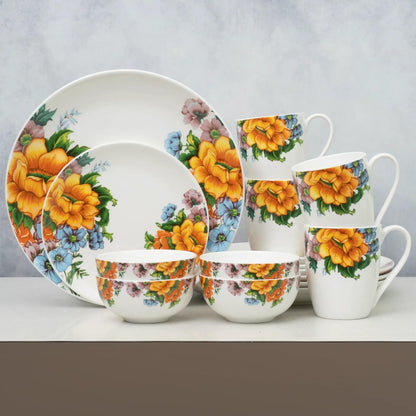 Clay Craft Fine Ceramic Eco Dinner Set, Enchanting Gold - 14 Piece, Family of 4, Dining Set - Gift Ready