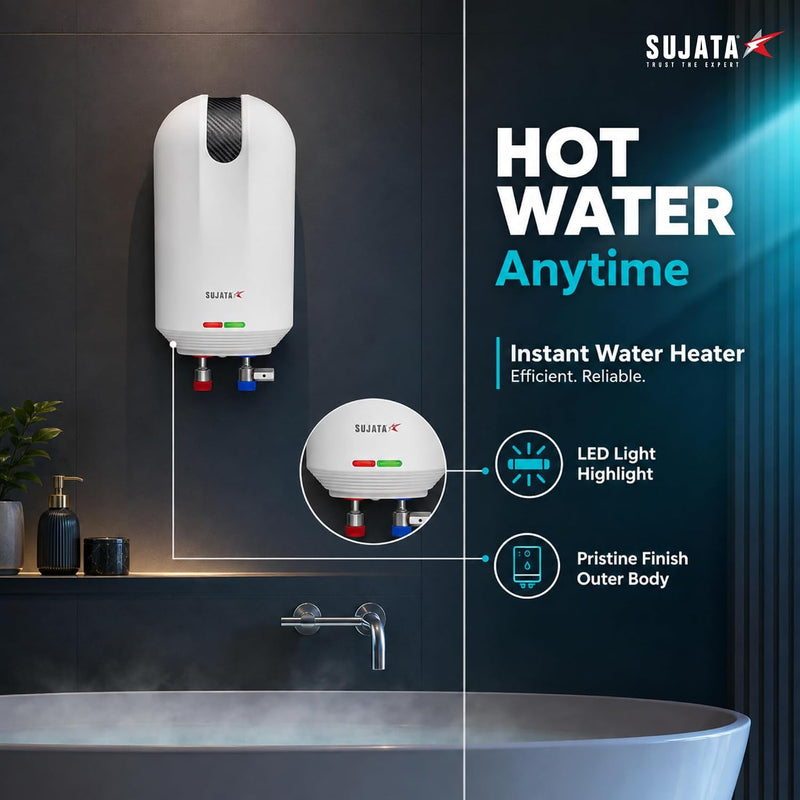 Sujata IWH 45 3 Litre Instant Water Heater | 5 Years Warranty on Inner Tank (White)