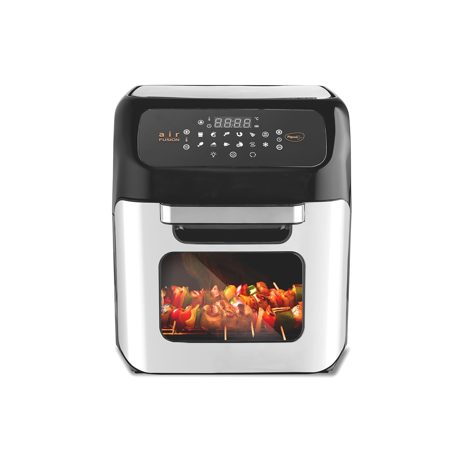 Pigeon by Stovekraft Air Fryer Oven 12L | 1800W | 2-in-1 Appliance - AirfryerOTG | Digital Touchscreen | 9 Preset Menu | Air Fry, Bake, Broil, Toast, Defrost (Black) | With Rotisserie | 7 Accessories