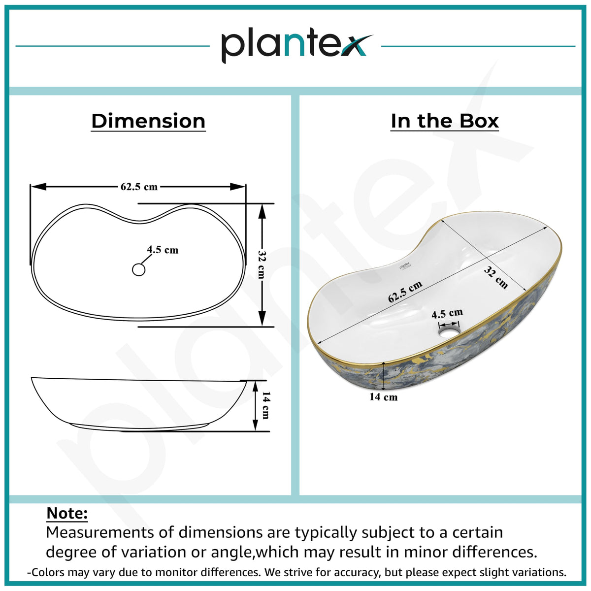 Plantex Ceramic Wash Basin/Table Top Hand Washbasin/Designer Countertop Basin for Bathroom/Restaurants/Hotel (24.5x12.5x 5.5 -White & Blue)-3