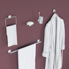 Plantex Stainless Steel Bathroom Set/Soap Holder/Tumbler Holder/Towel Rod/Napkin Holder/Robe Hook/Bathroom Accessories - Set of 5 (Chrome)-1