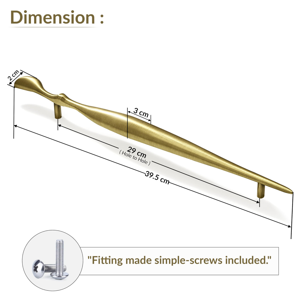 Plantex Cabinet Handle/288mm Handle for Cabinet/Door Pull-Push Handle for Home/Office - Pack of 1 (Brass Antique) (Model APS-DTC-9136)-3