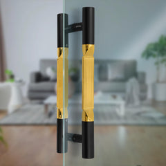 Plantex Door Handle/15 Inch Main Door Handle/Handle for Wooden Door/Pull-Push Door Handle/Door Accessories (Pack of 1, Black, Gold) 3 Years Warranty-5