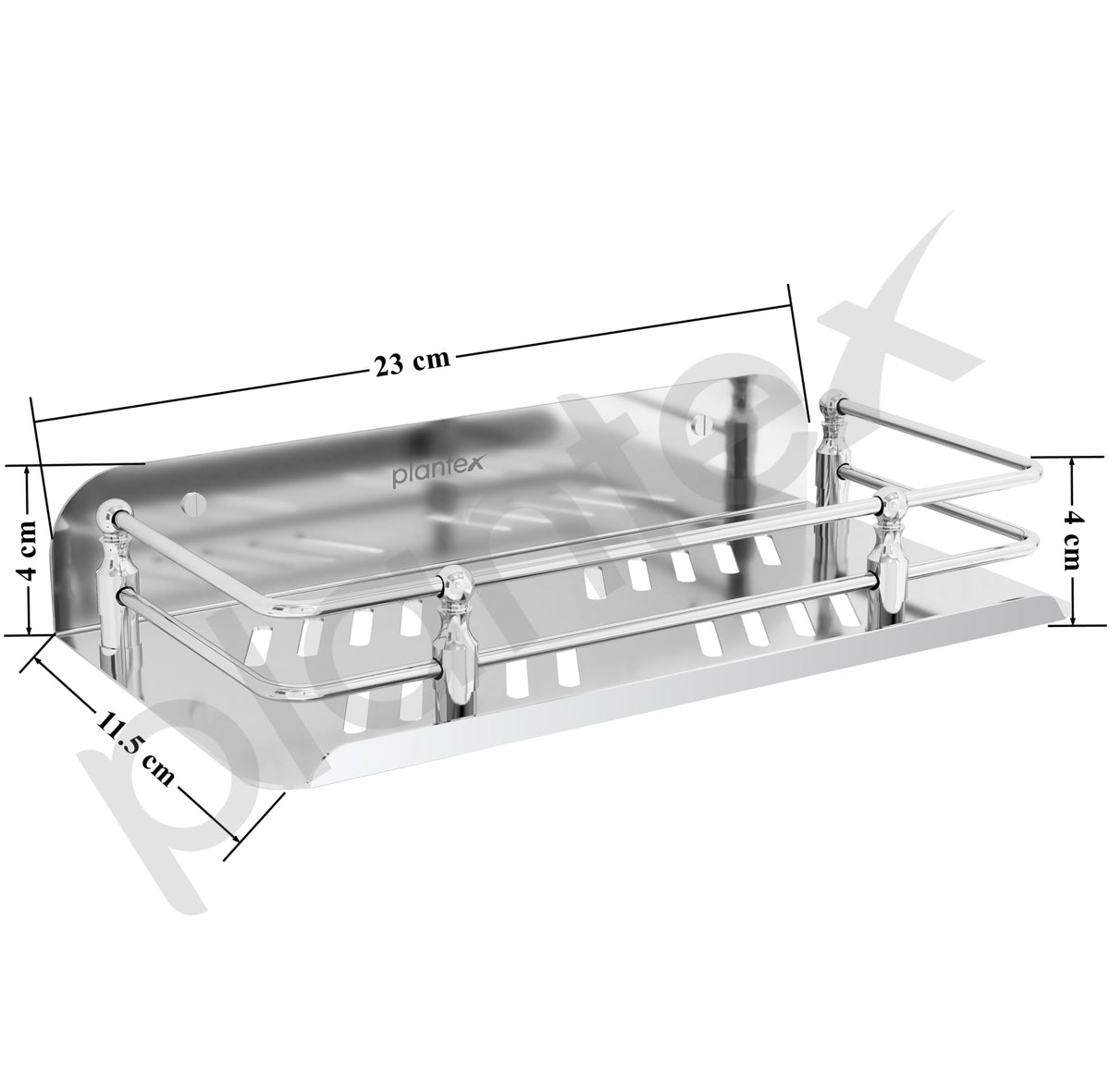 Plantex Wall Mounted Shelf for Bathroom/Stainless Steel Bathroom Shelf for Wall with Railings/Bathroom Accessories (9 inches, Chrome)-3