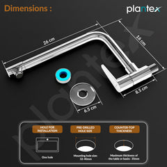 Plantex Pure Brass Wall Mounted Kitchen Sink Tap Faucet/360‚° Rotating Water Tap for Kitchen Basin & Wash Basin/Sink Tap (DOL-4301, Chrome) - 7 Year Warranty-4