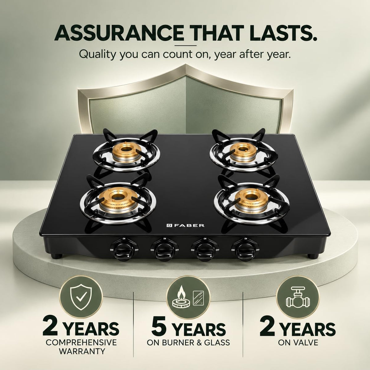 Faber Jumbo Glass Top 4 Burner Gas Stove, Manual Ignition (Jumbo 4BB BK), Black