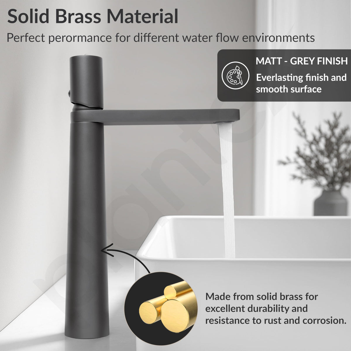 Plantex Brass Basin Mixer/Pillar Tap for Wash Basin/Water Tap for Wash Basin/Tap for Wash Basin- (7880-Grey)