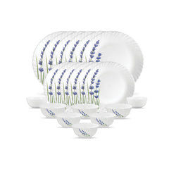 La Opala Novo Collection Opal Glass Crockery | for Family of 6 | Dinner Set 20 pcs Petite Roses | Plates & Bowls for Dining | Microwave Safe | 100% Vegetarian | Extra Strong | Light & White