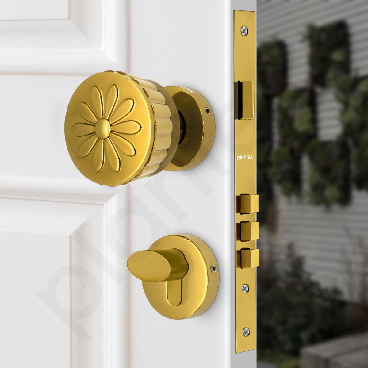 Plantex Heavy Duty Door Lock/Main Door Mortise Lock Handle/Handle Set for Home/Office/Door Accessories (Gold)-4
