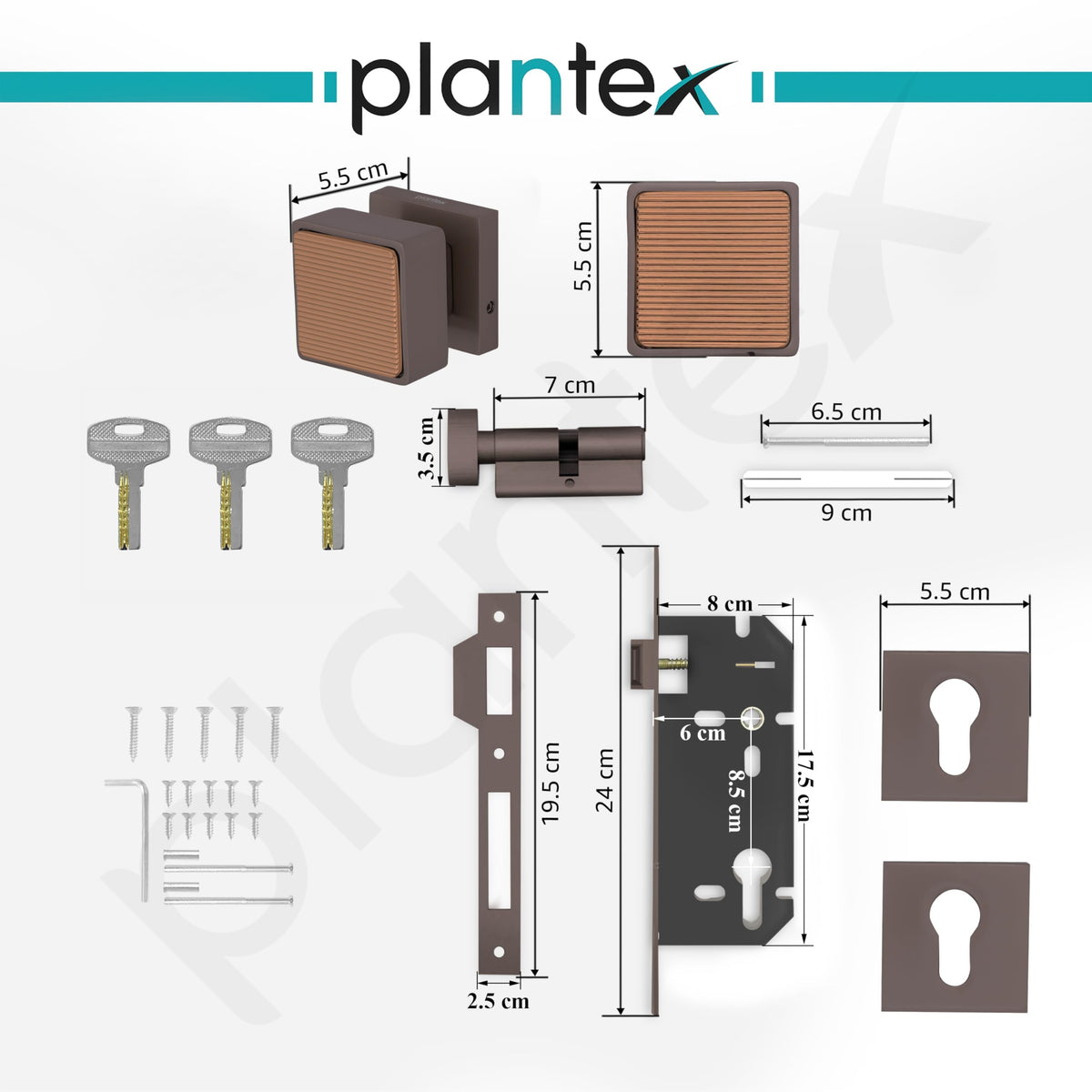 Plantex Heavy Duty Door Lock/Main Door Lock Handle/Handle Set for Home/Office/Door Accessories - (PT-011, Satin Black & Rose Gold)-3