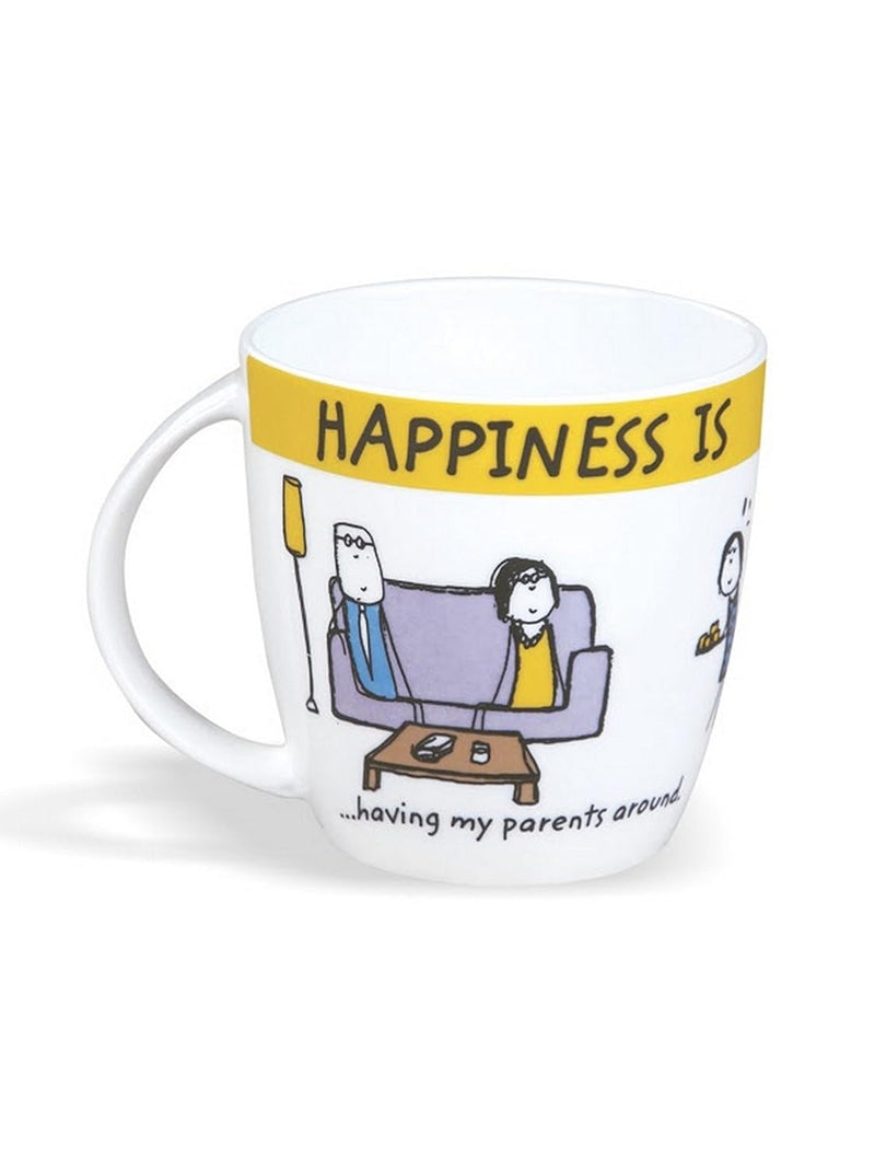 Clay Craft - Happiness Is, Parents Around Bone China Milk Mug, 270 ml/5.6cm, Multicolour