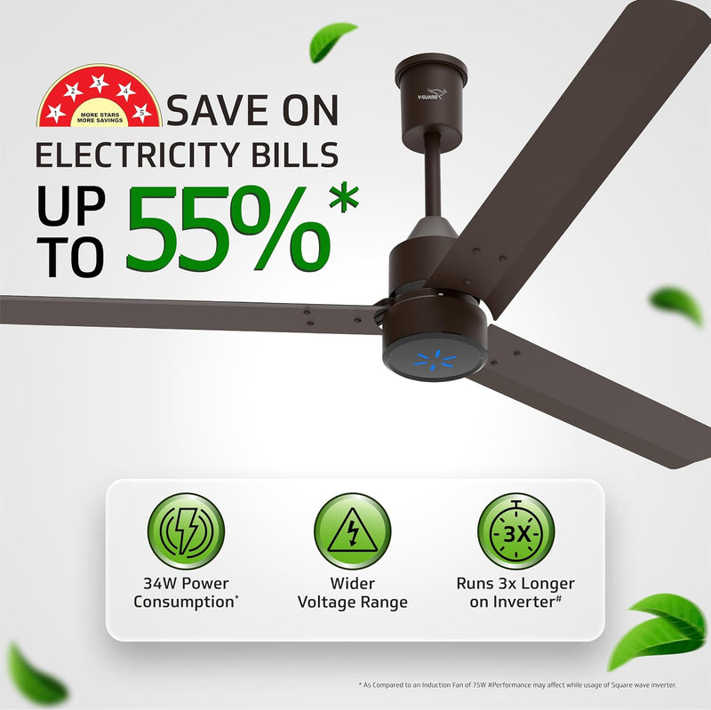 V-Guard Zenair Pro BLDC 1200 mm Ceiling Fan with LED Speed Indicator-5