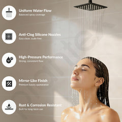 Plantex Stainless Steel Overhead Shower 4 x 4 inch with Water-Saving Technology/High pressure Rain Shower Head without Arm/Bathroom Shower -(Ultra Slim-PVD Black)-6