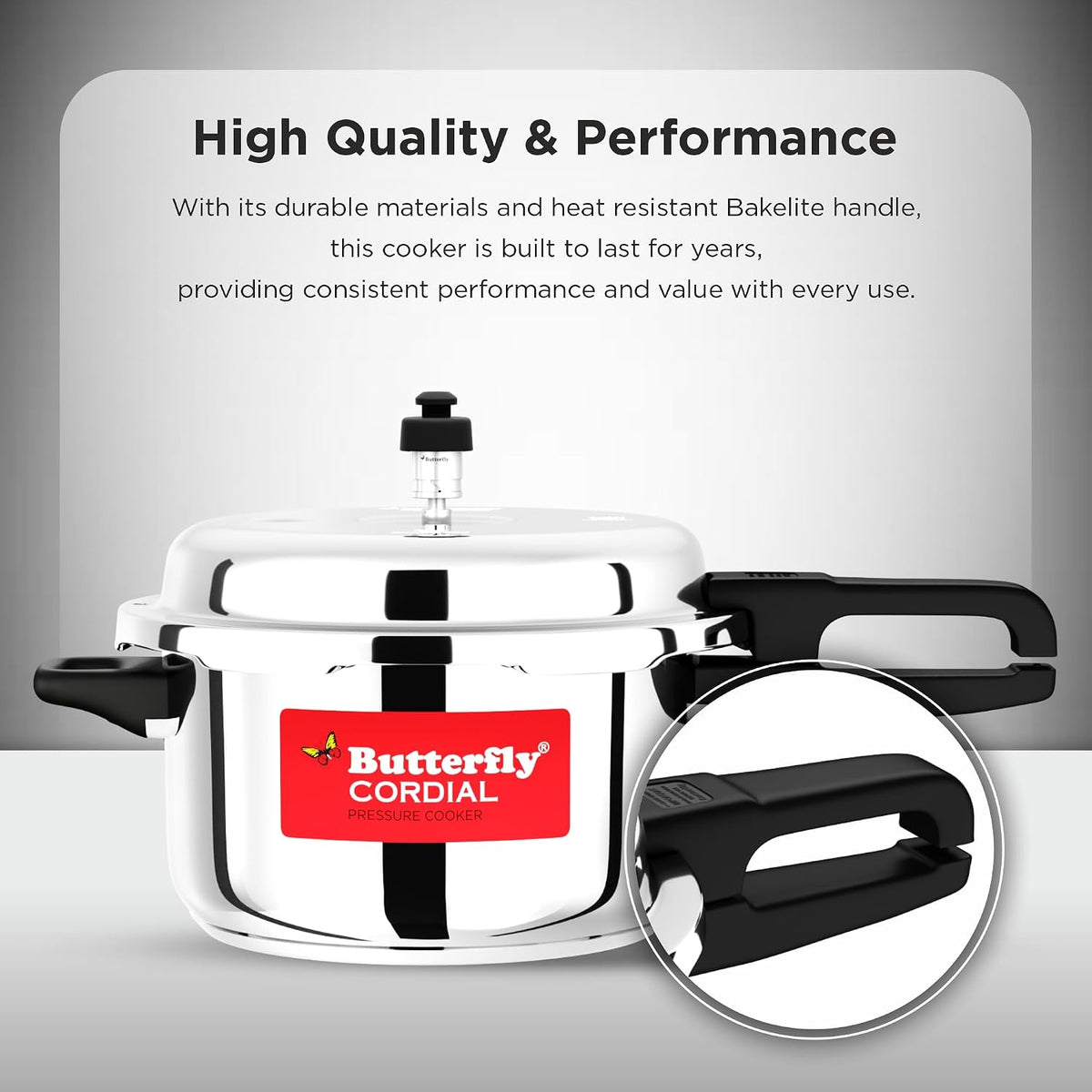 Butterfly Cordial 2L, 3L & 5L SS Pressure Cooker Combo | Stainless Steel | Induction & Gas Stove Compatible| ISI Certified| Triple Safety System| Silver
