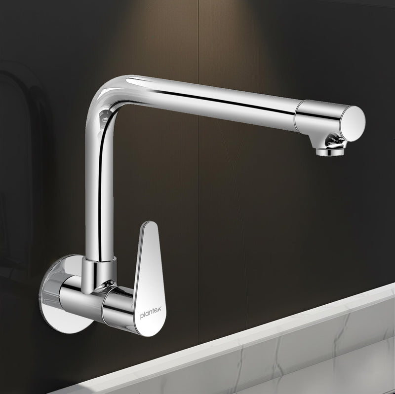 Plantex Pure Brass Wall Mounted Kitchen Sink Tap Faucet/360‚° Rotating Water Tap for Kitchen Basin & Wash Basin/Sink Tap (DOL-4301, Chrome) - 7 Year Warranty-1