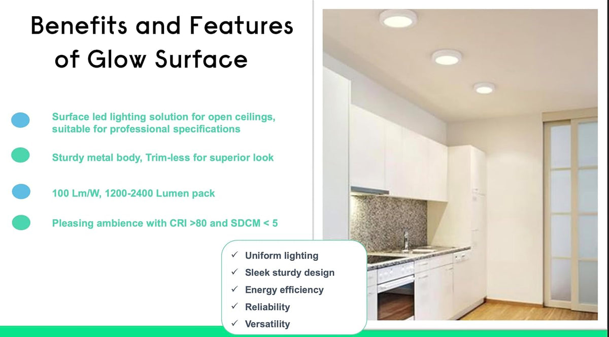 Philips LED Glow Surface Downlight Metal Body, Trim Less Sleek and Energy-efficient Surface Mount Light (6500k - Cool White, B0FLQD8Z8S)