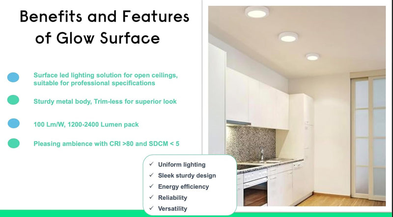 Philips LED Glow Surface Downlight Metal Body, Trim Less Sleek and Energy-efficient Surface Mount Light (6500k - Cool White, B0FLQD8Z8S)