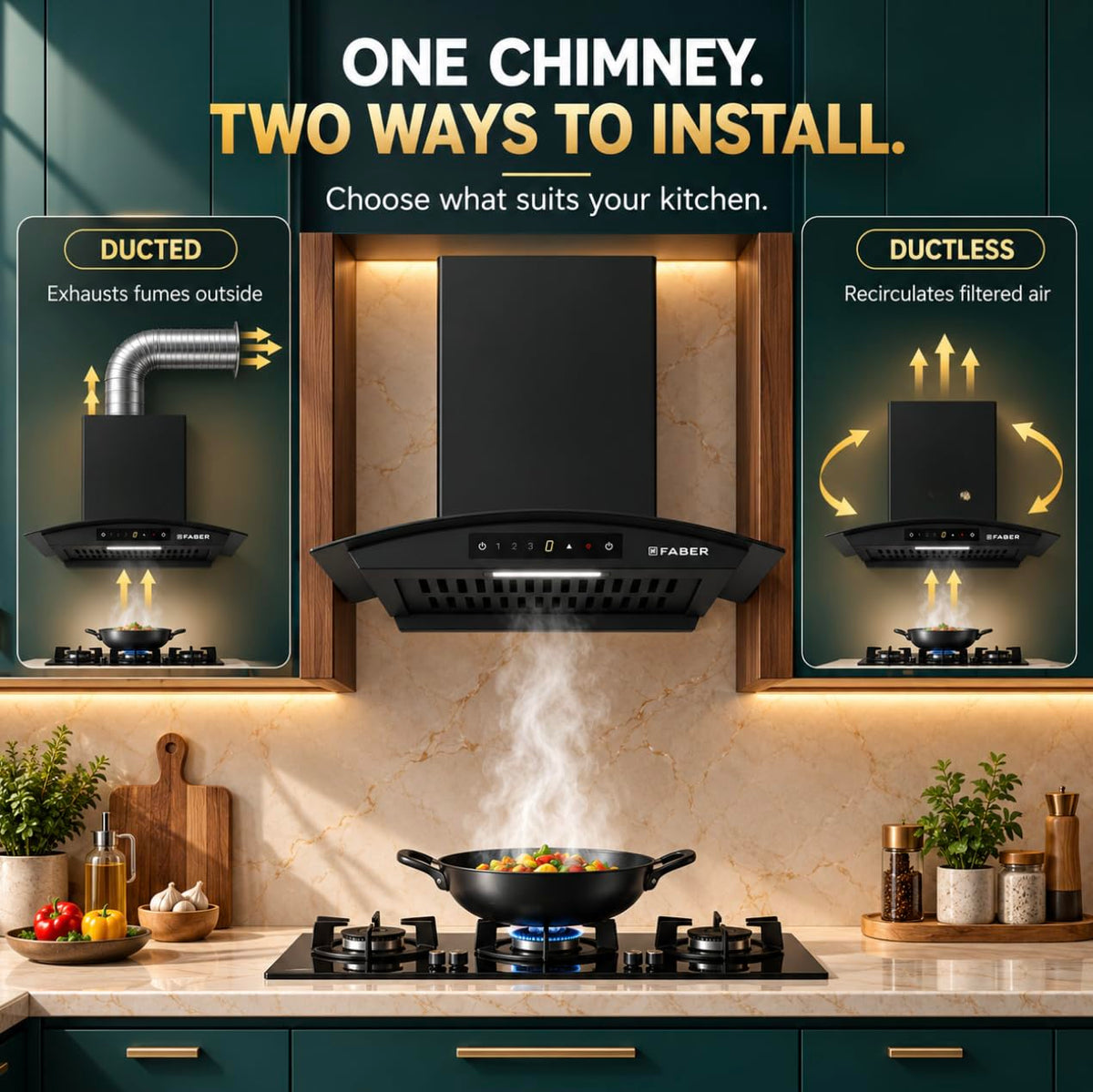 Faber Agile 60cm 1500m³/hr BLDC Autoclean Curved Shape Chimney | Built In Oil Collector | Touch & Gesture Control | 8Yr 