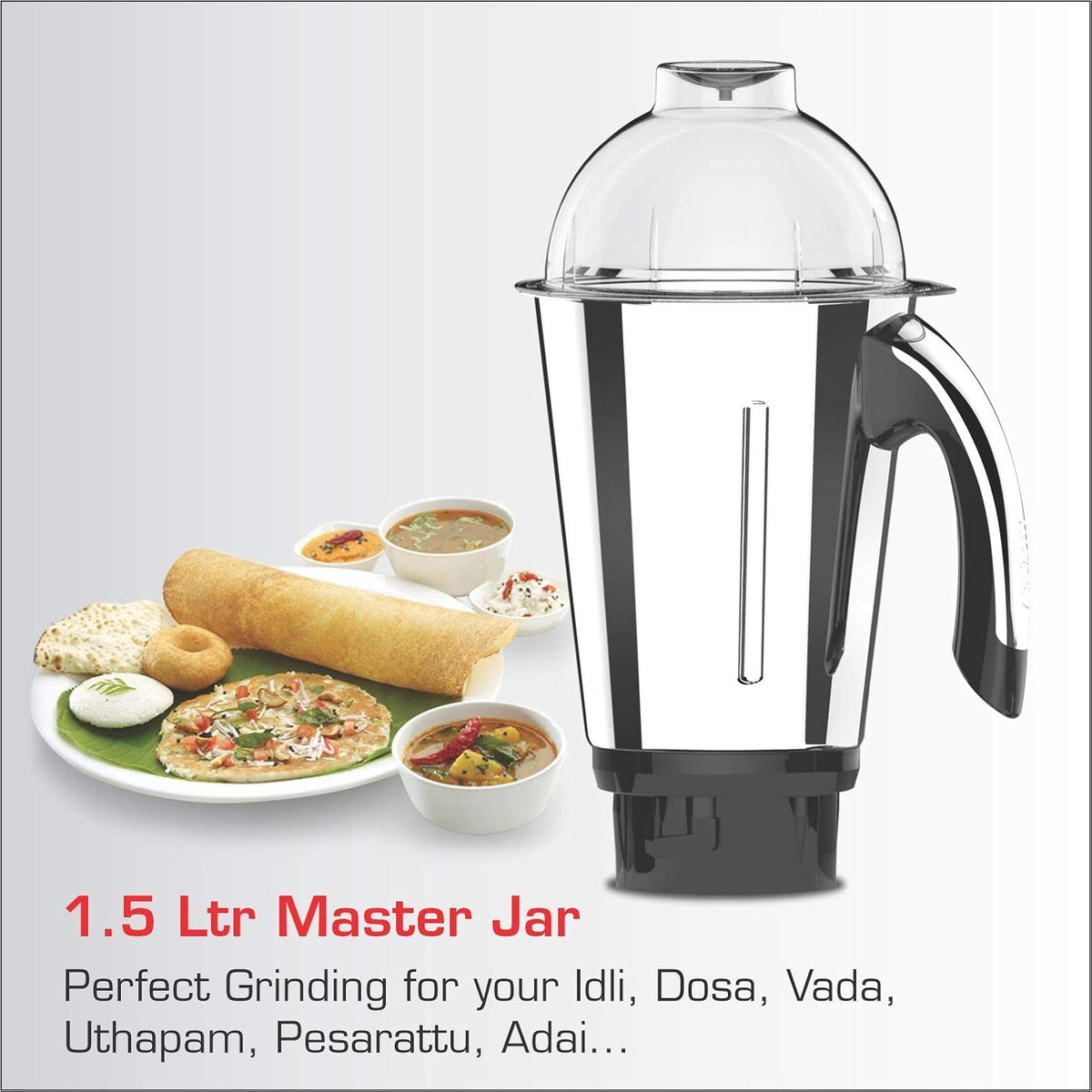 Vidiem MG 523 A VStar Chrome 550 Watts Mixer Grinder 110V (Black, 3 Jars) - For Use in USA and Canada Only