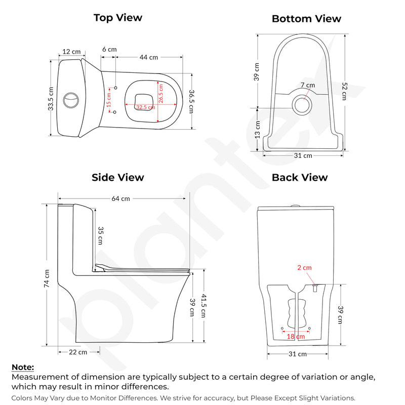 Plantex Ceramic Commode For Toilet/One Piece Western Commode With Rimless Siphonic Flush/Commode With Soft Closing Toilet Seat - S Trap - (Hexa, White)-4